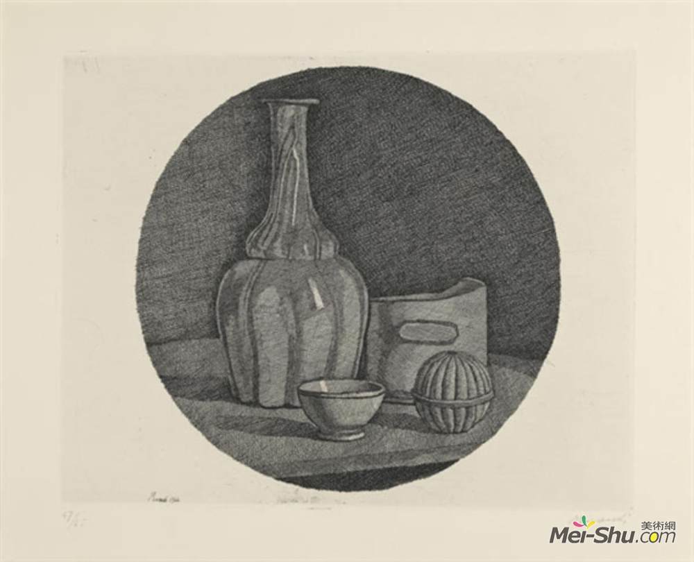 乔治·莫兰迪(Giorgio Morandi)高清作品《大的自然循环和三瓶死对象》