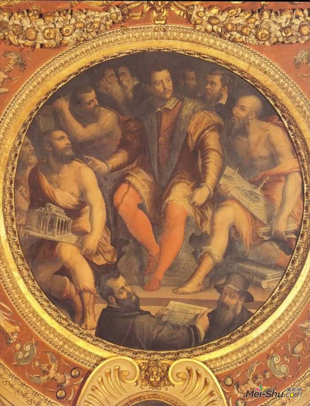 乔治·瓦萨里(Giorgio Vasari)高清作品《Cosimo I de Medici surrounded by his Architects, Engineers a》