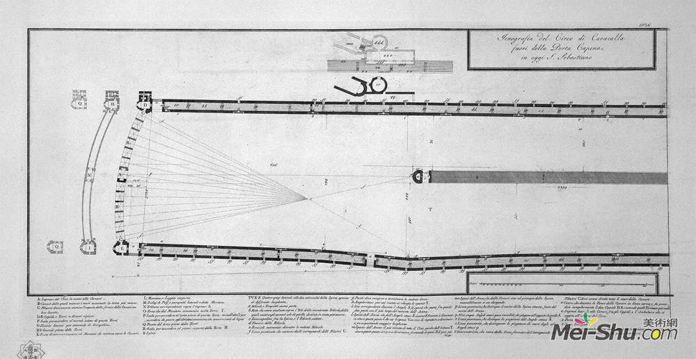 乔瓦尼·巴蒂斯塔·皮拉内西(Giovanni Battista Piranesi)高清作品《Ground plan of the Circus of Caracalla in today Capena outsi》