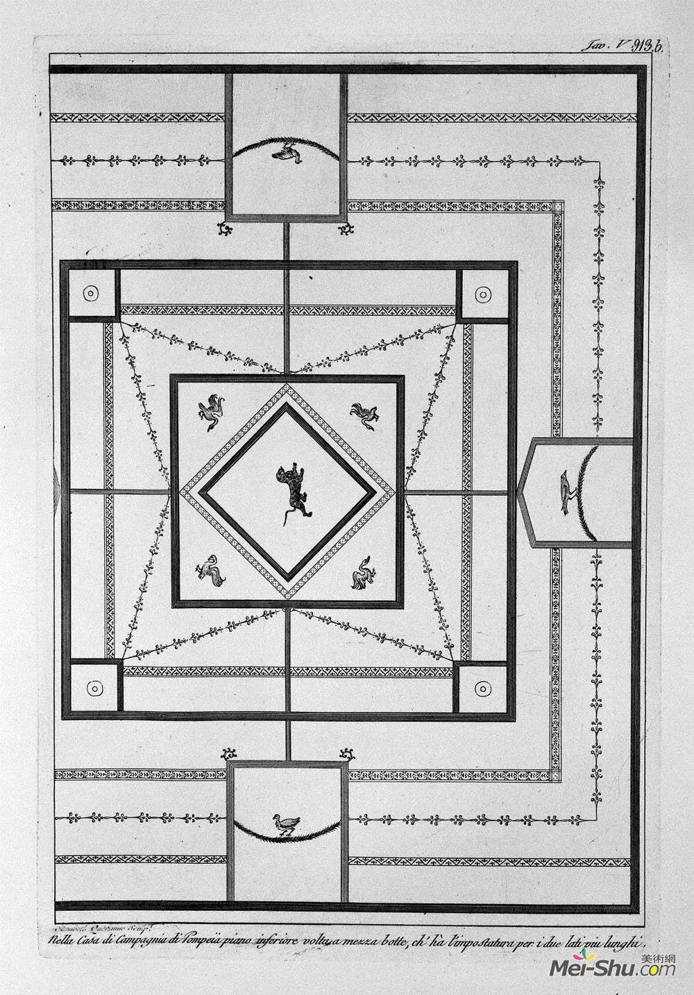 乔瓦尼·巴蒂斯塔·皮拉内西(Giovanni Battista Piranesi)高清作品《In the House of Pompeii, Upper floor wall short dell`Antistu》