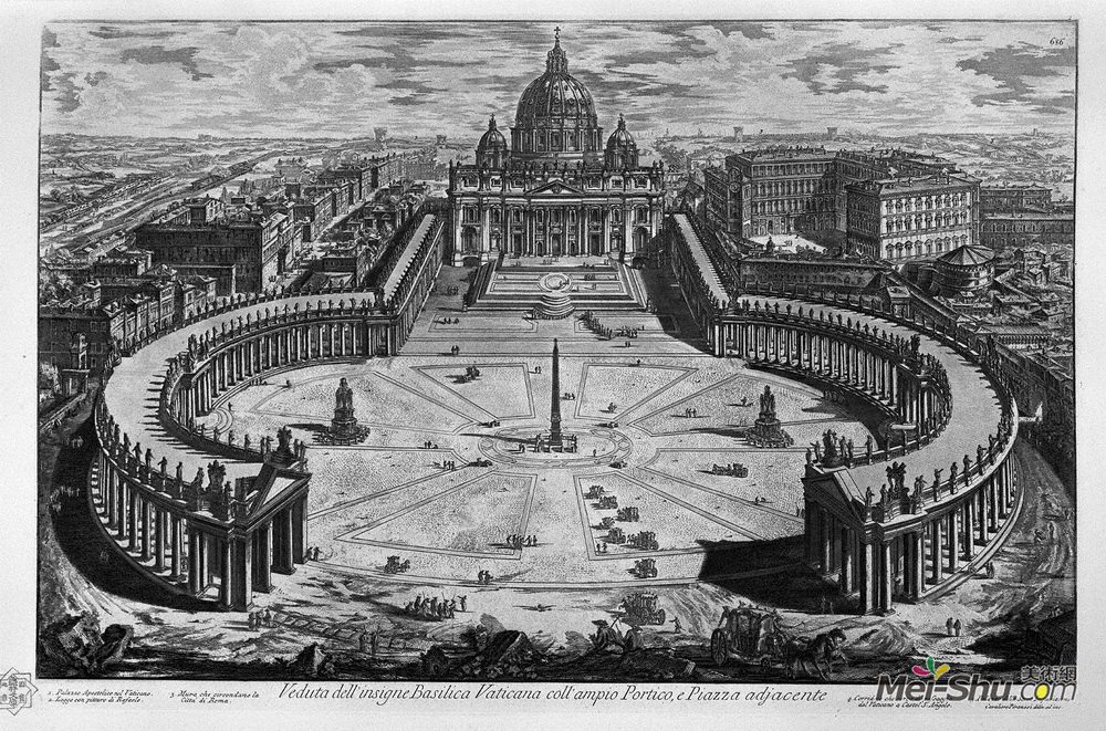 乔瓦尼·巴蒂斯塔·皮拉内西(Giovanni Battista Piranesi)高清作品《Map of Rome and the Campus Martius with the relevant Index a》