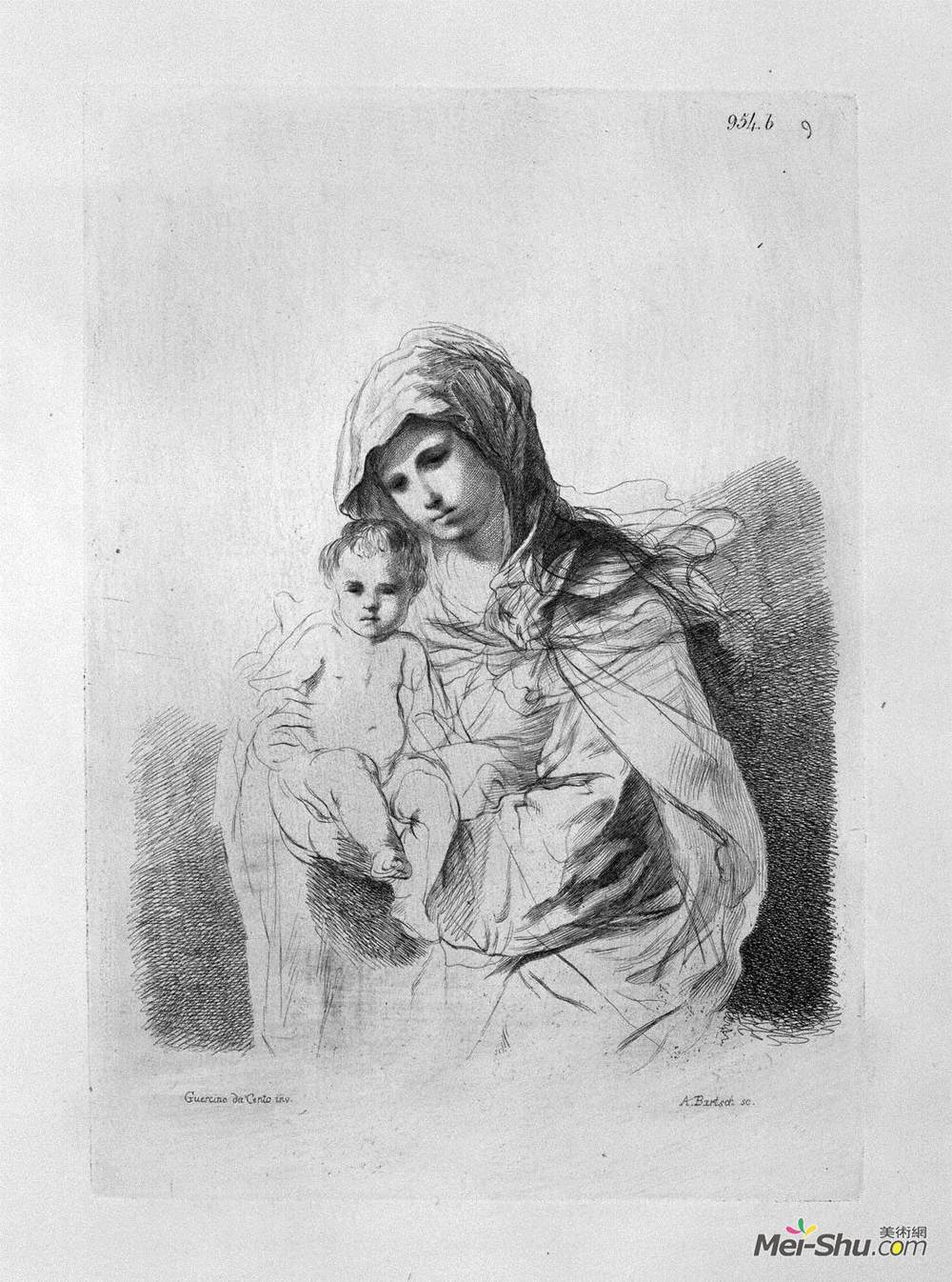 乔瓦尼·巴蒂斯塔·皮拉内西(Giovanni Battista Piranesi)高清作品《The Virgin and Child in half-figure in her arms, from Guerci》