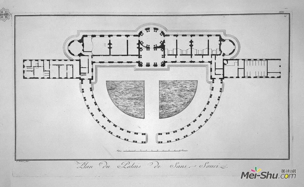 乔瓦尼·巴蒂斯塔·皮拉内西(Giovanni Battista Piranesi)高清作品《Plan of the Palace of Sans-Souci》