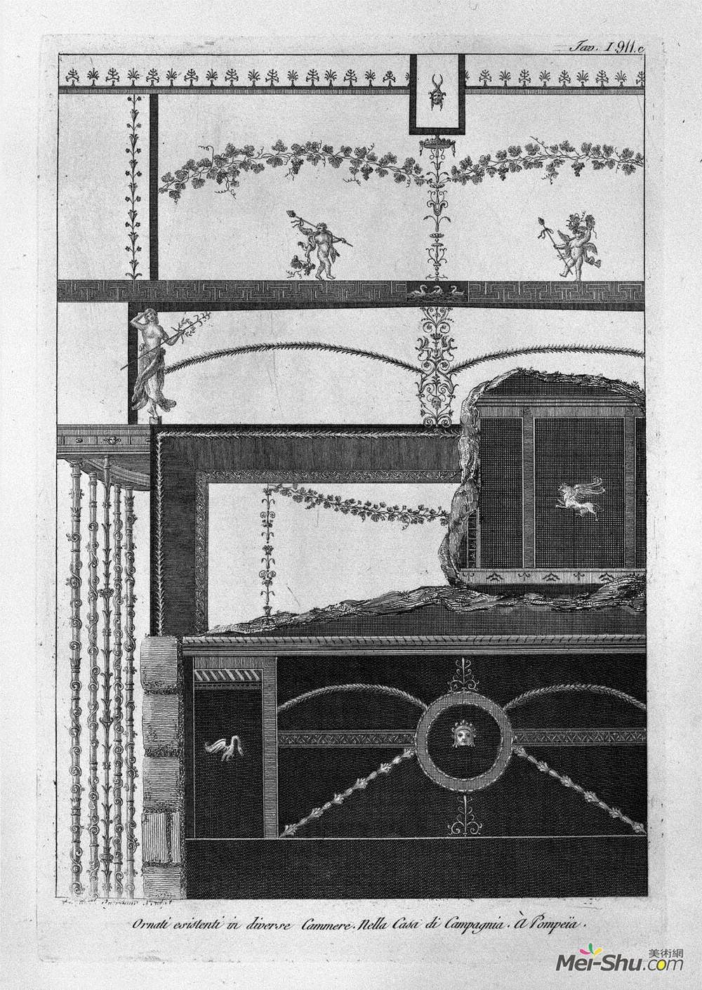 乔瓦尼·巴蒂斯塔·皮拉内西(Giovanni Battista Piranesi)高清作品《在马赛克、埃克斯的墙壁、拱顶和地板上装饰了好几处。》