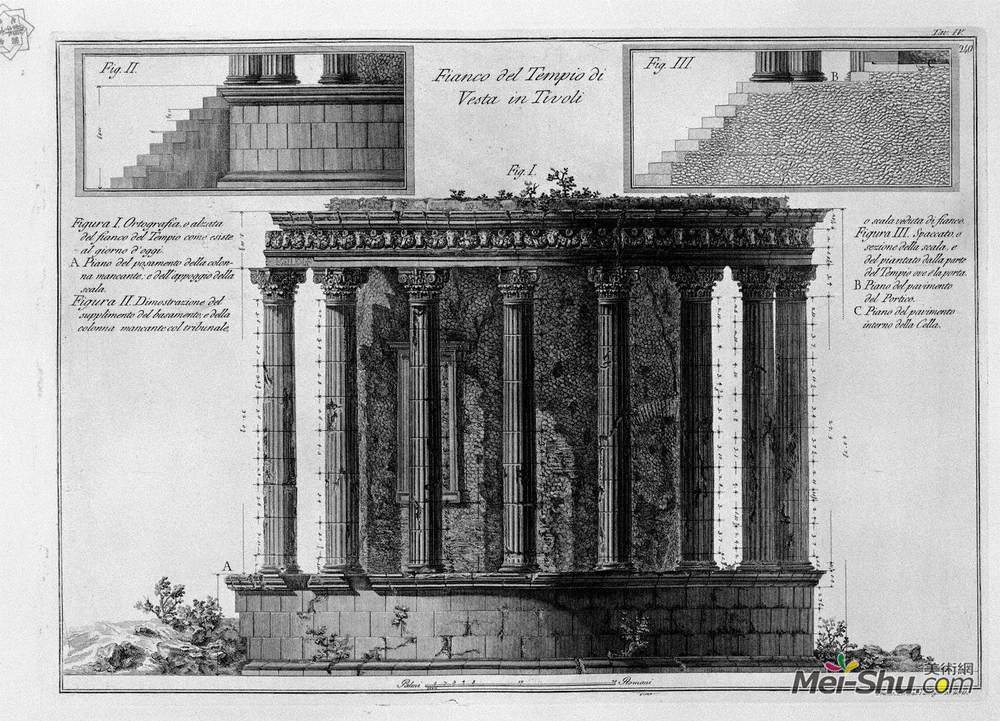 乔瓦尼·巴蒂斯塔·皮拉内西(Giovanni Battista Piranesi)高清作品《Side of the Temple of Vesta in Tivoli》