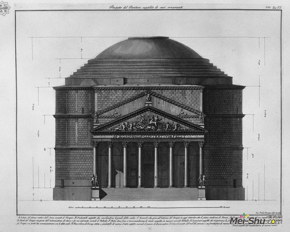 乔瓦尼·巴蒂斯塔·皮拉内西(Giovanni Battista Piranesi)高清作品《万神殿提供给它的装饰物的声明》