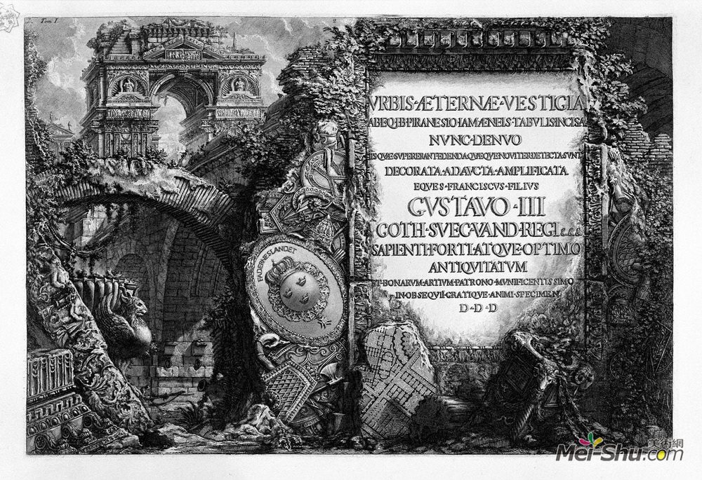 乔瓦尼·巴蒂斯塔·皮拉内西(Giovanni Battista Piranesi)高清作品《The Roman antiquities, t. 1, Plate I.》