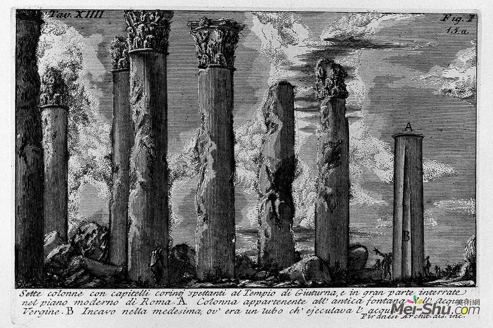 乔瓦尼·巴蒂斯塔·皮拉内西(Giovanni Battista Piranesi)高清作品《The Roman antiquities, t. 1, Plate XIV》