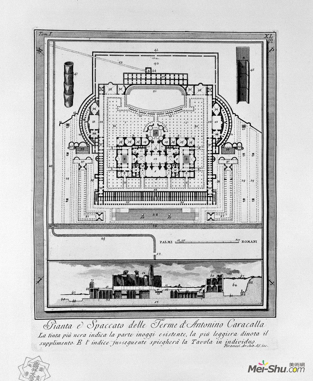 乔瓦尼·巴蒂斯塔·皮拉内西(Giovanni Battista Piranesi)高清作品《The Roman antiquities, t. 1, Plate XL》