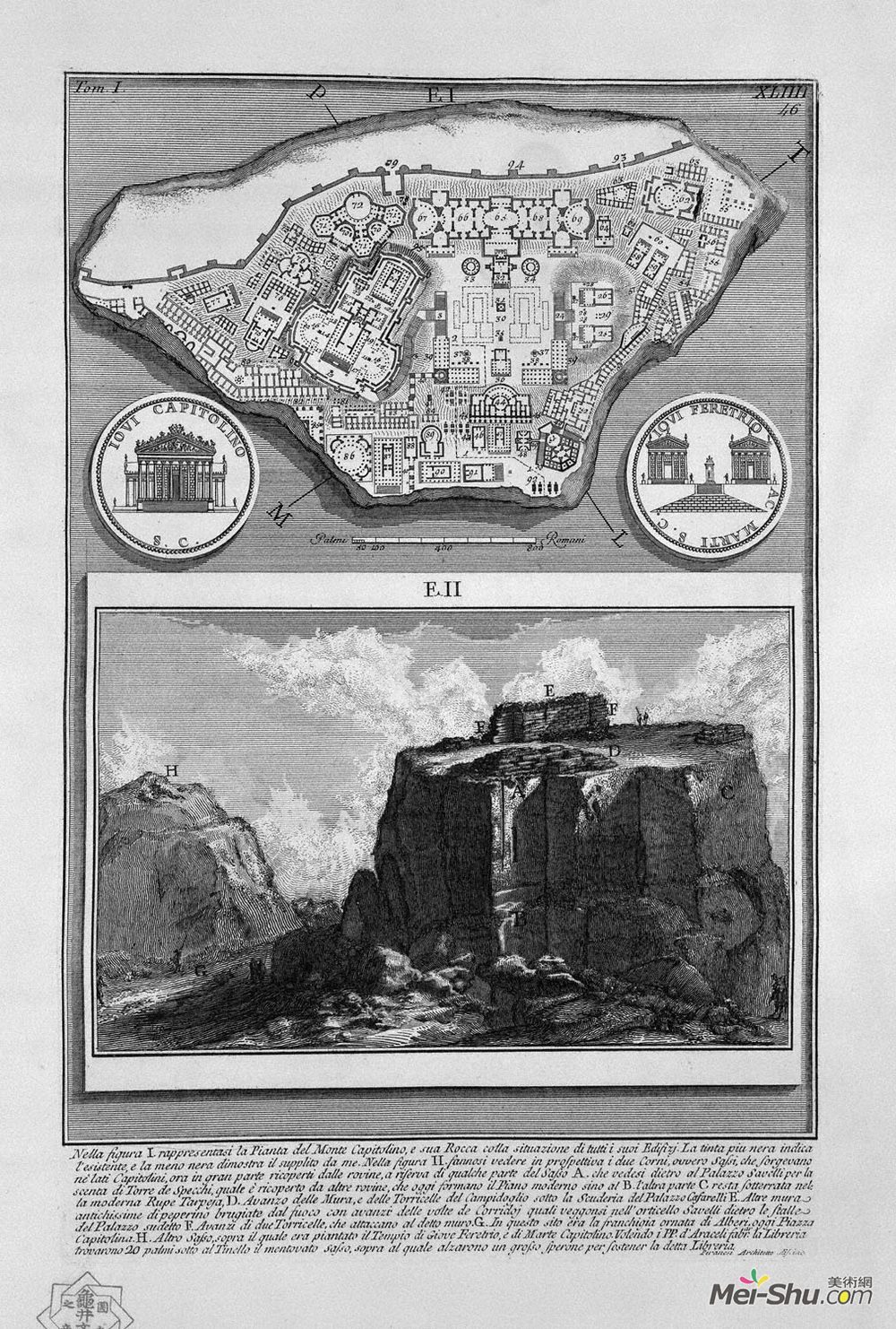 乔瓦尼·巴蒂斯塔·皮拉内西(Giovanni Battista Piranesi)高清作品《The Roman antiquities, t. 1, Plate XLIII. Plan of the ancien》