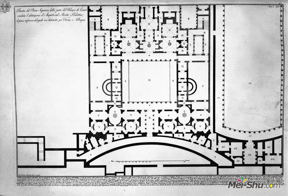 乔瓦尼·巴蒂斯塔·皮拉内西(Giovanni Battista Piranesi)高清作品《The Roman antiquities, t. 1, Plate XLIV. Plan of Mount Capit》