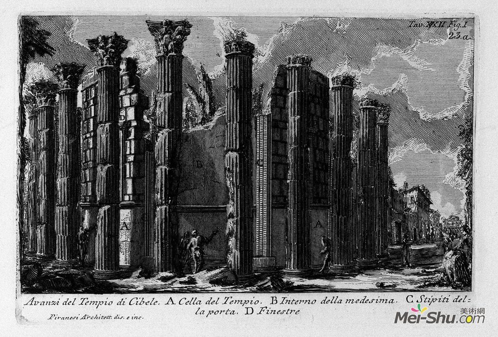 乔瓦尼·巴蒂斯塔·皮拉内西(Giovanni Battista Piranesi)高清作品《The Roman antiquities, t. 1, Plate XXII. Temple of Cybele.》