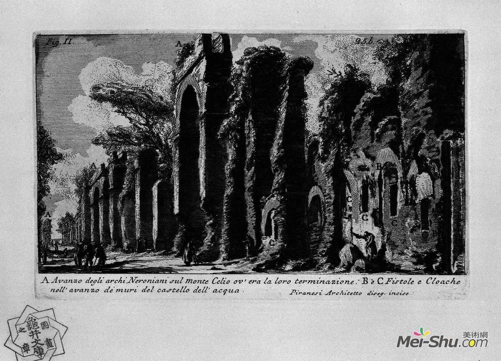 乔瓦尼·巴蒂斯塔·皮拉内西(Giovanni Battista Piranesi)高清作品《The Roman antiquities, t. 1, Plate XXIV. Nero`s aqueduct.》