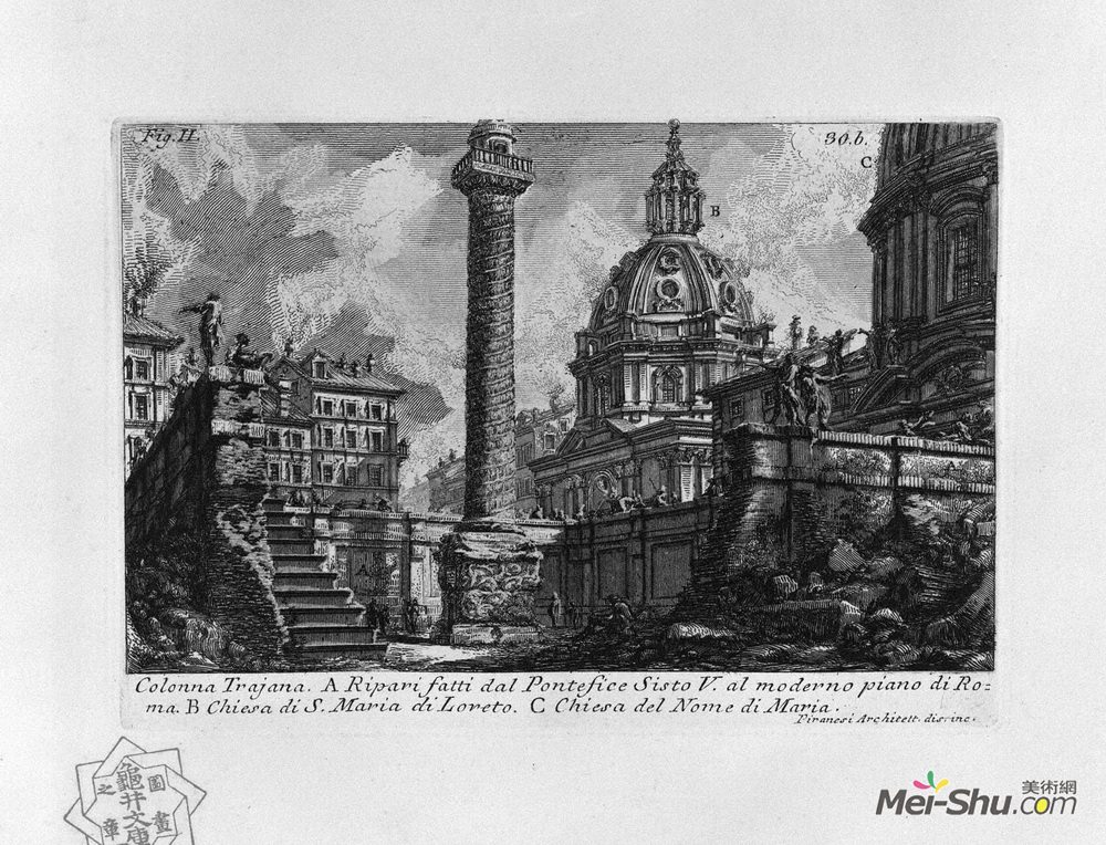 乔瓦尼·巴蒂斯塔·皮拉内西(Giovanni Battista Piranesi)高清作品《The Roman antiquities, t. 1, Plate XXIX. Trajan`s Column.》