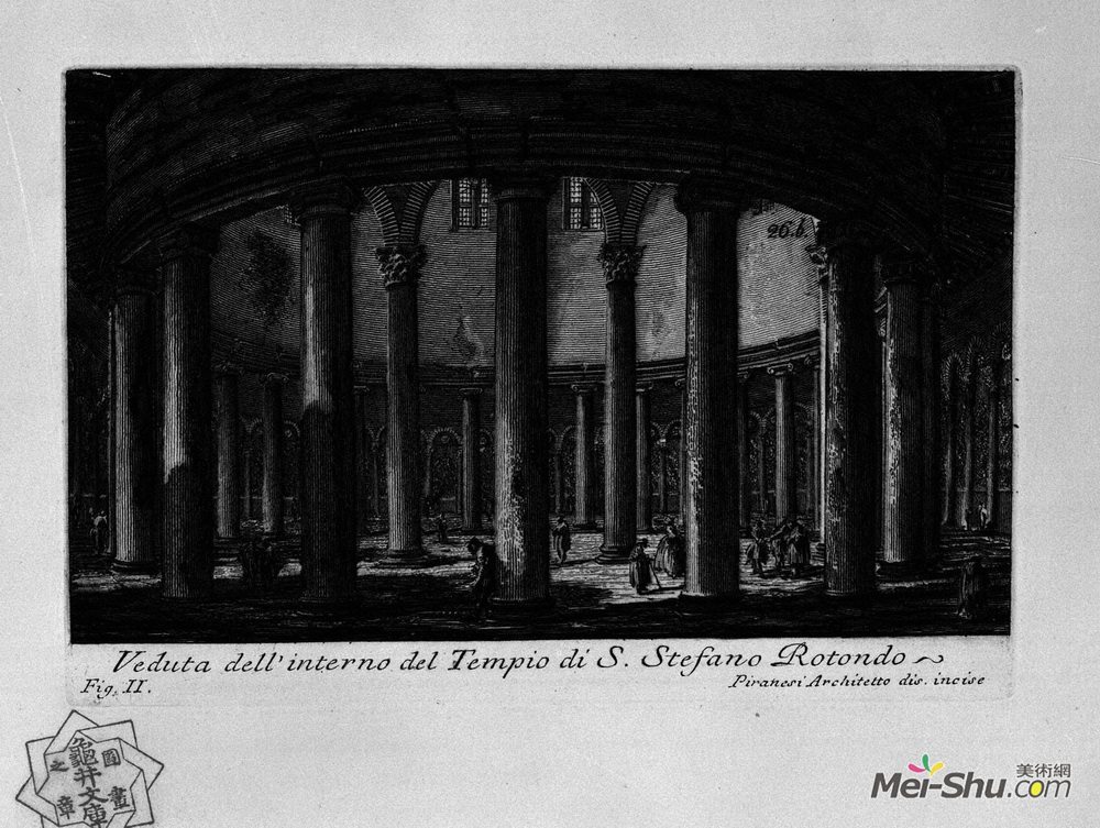 乔瓦尼·巴蒂斯塔·皮拉内西(Giovanni Battista Piranesi)高清作品《The Roman antiquities, t. 1, Plate XXV. Santo Stefano Rotond》