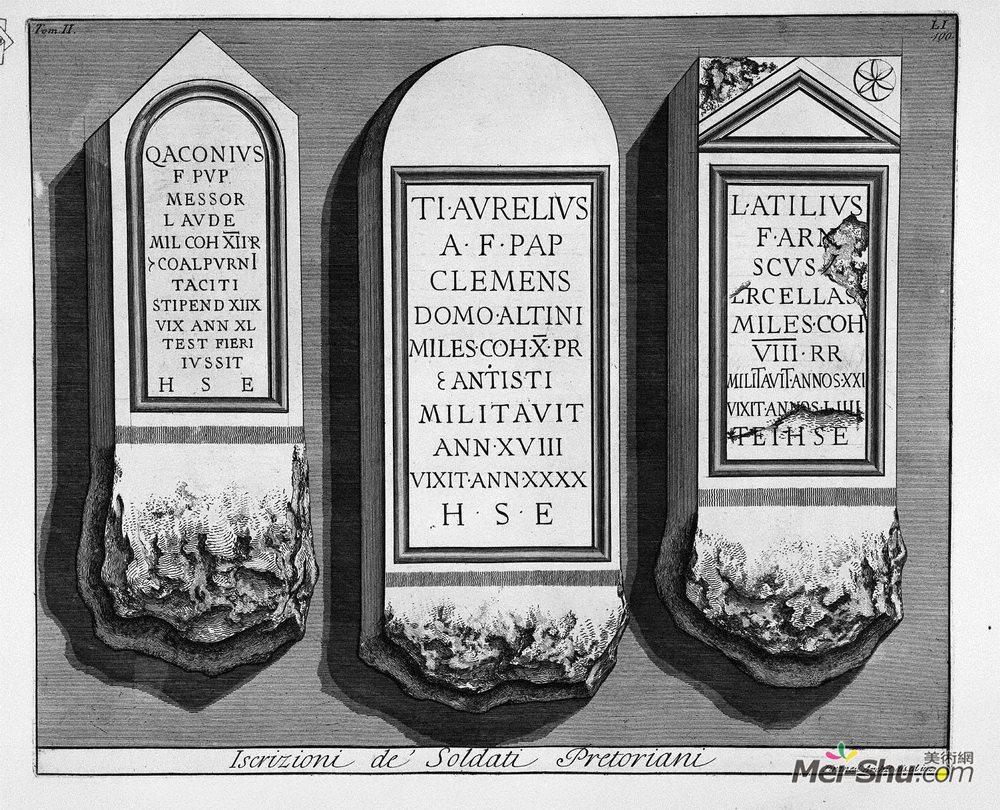 乔瓦尼·巴蒂斯塔·皮拉内西(Giovanni Battista Piranesi)高清作品《The Roman antiquities, t. 2, Plate LI. Registration of `Sold》