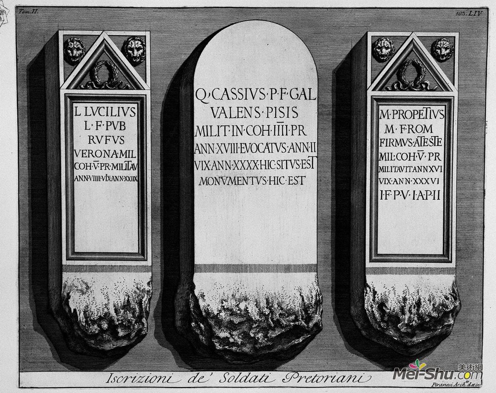 乔瓦尼·巴蒂斯塔·皮拉内西(Giovanni Battista Piranesi)高清作品《The Roman antiquities, t. 2, Plate LIV. Registration of `Sol》