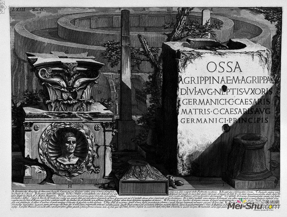 乔瓦尼·巴蒂斯塔·皮拉内西(Giovanni Battista Piranesi)高清作品《The Roman antiquities, t. 2, Plate LXIII. Remains of the Mau》