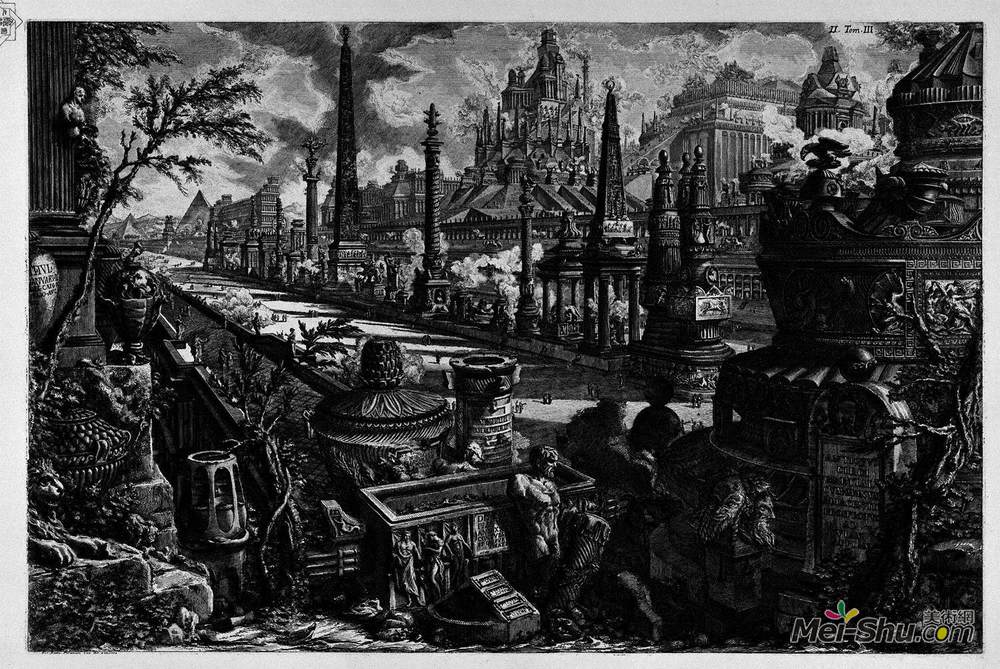 乔瓦尼·巴蒂斯塔·皮拉内西(Giovanni Battista Piranesi)高清作品《The Roman antiquities, t. 3, Plate II. Following the above t》