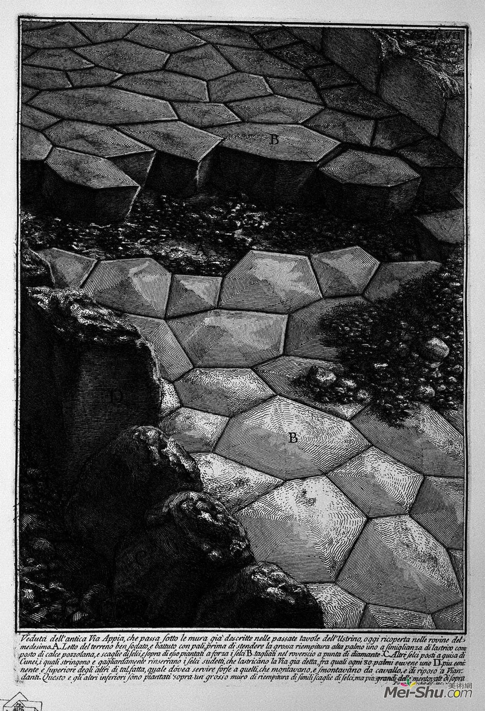 乔瓦尼·巴蒂斯塔·皮拉内西(Giovanni Battista Piranesi)高清作品《The Roman antiquities, t. 3, Plate VII. View of the ancient》