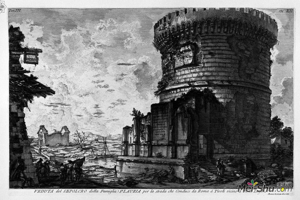 乔瓦尼·巴蒂斯塔·皮拉内西(Giovanni Battista Piranesi)高清作品《The Roman antiquities, t. 3, Plate XII. View of the Family T》