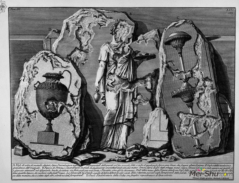 乔瓦尼·巴蒂斯塔·皮拉内西(Giovanni Battista Piranesi)高清作品《The Roman antiquities, t. 3, Plate XLVII. Decorative details》