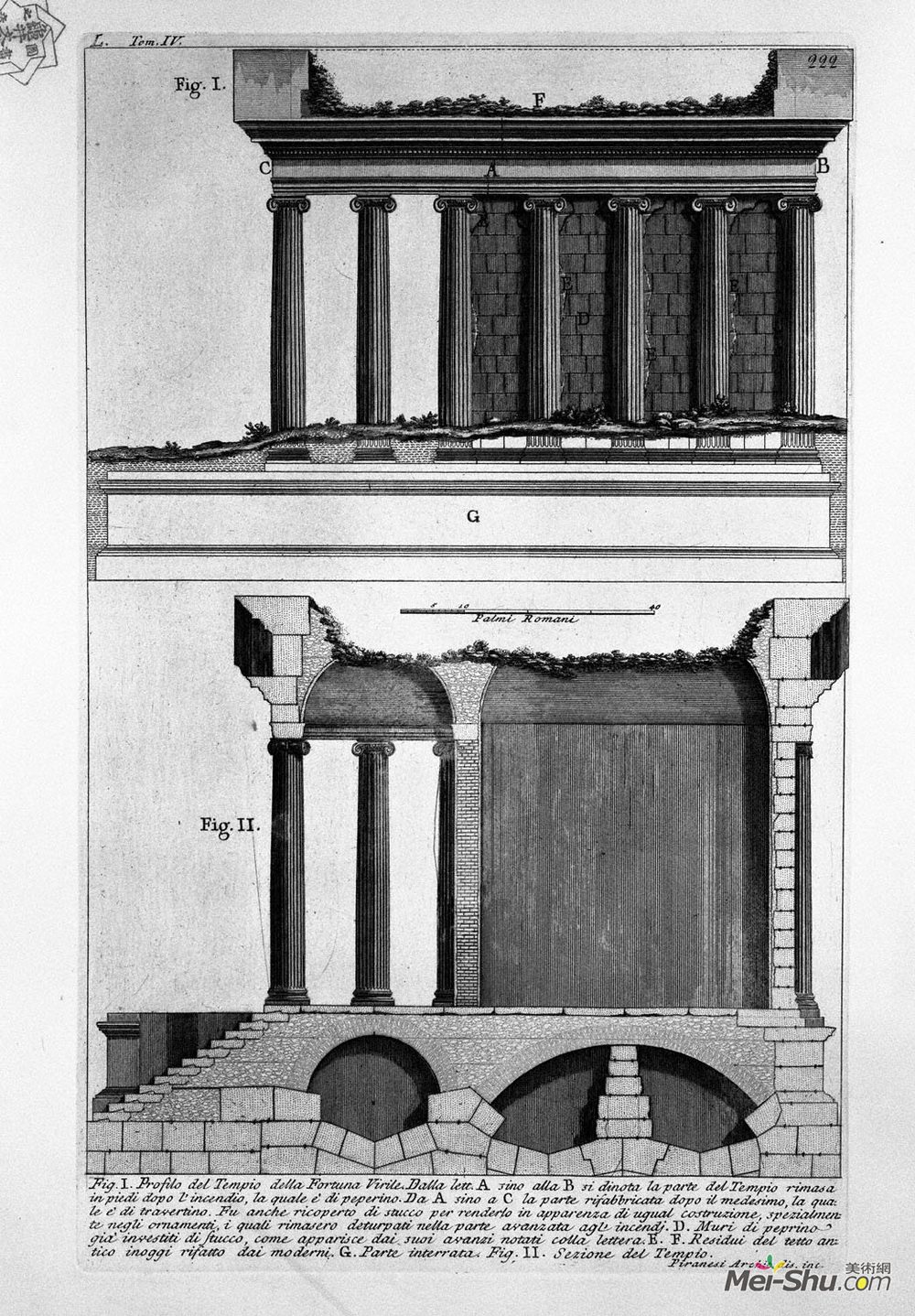 乔瓦尼·巴蒂斯塔·皮拉内西(Giovanni Battista Piranesi)高清作品《The Roman antiquities, t. 4, Plate L. Vista of the menagerie》