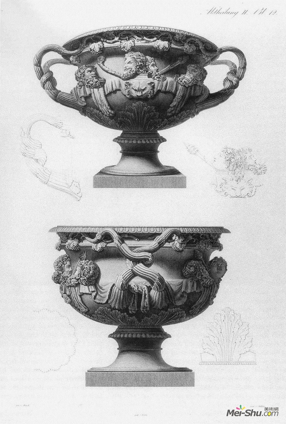 乔瓦尼·巴蒂斯塔·皮拉内西(Giovanni Battista Piranesi)高清作品《所谓的“沃里克花瓶”，一个著名的古董大理石目标。》