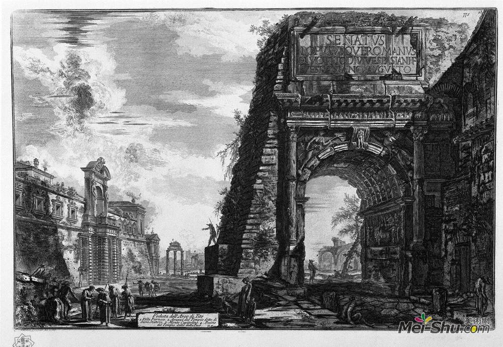 乔瓦尼·巴蒂斯塔·皮拉内西(Giovanni Battista Piranesi)高清作品《提多拱门观》