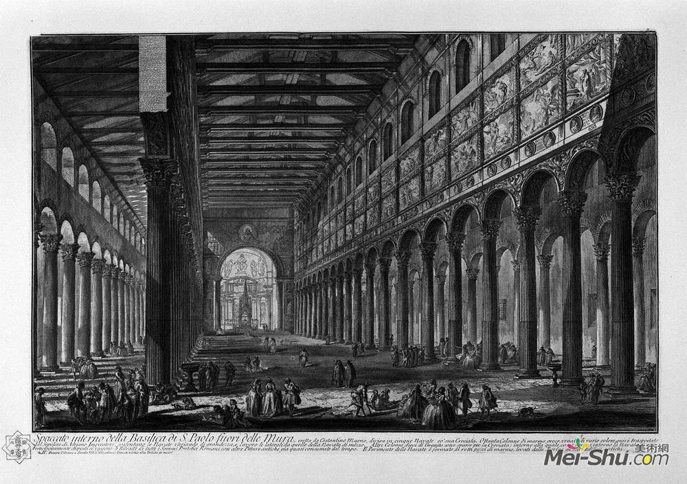 乔瓦尼·巴蒂斯塔·皮拉内西(Giovanni Battista Piranesi)高清作品《圣彼得堡圣殿保罗城墙外的建筑》