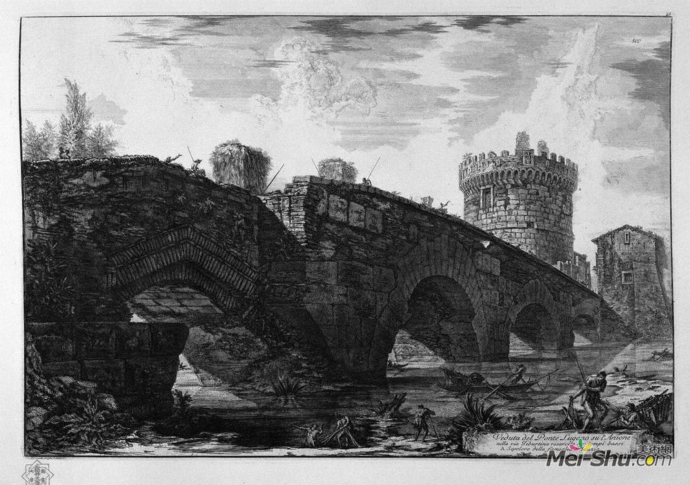 乔瓦尼·巴蒂斯塔·皮拉内西(Giovanni Battista Piranesi)高清作品《卢加诺-安尼桥》