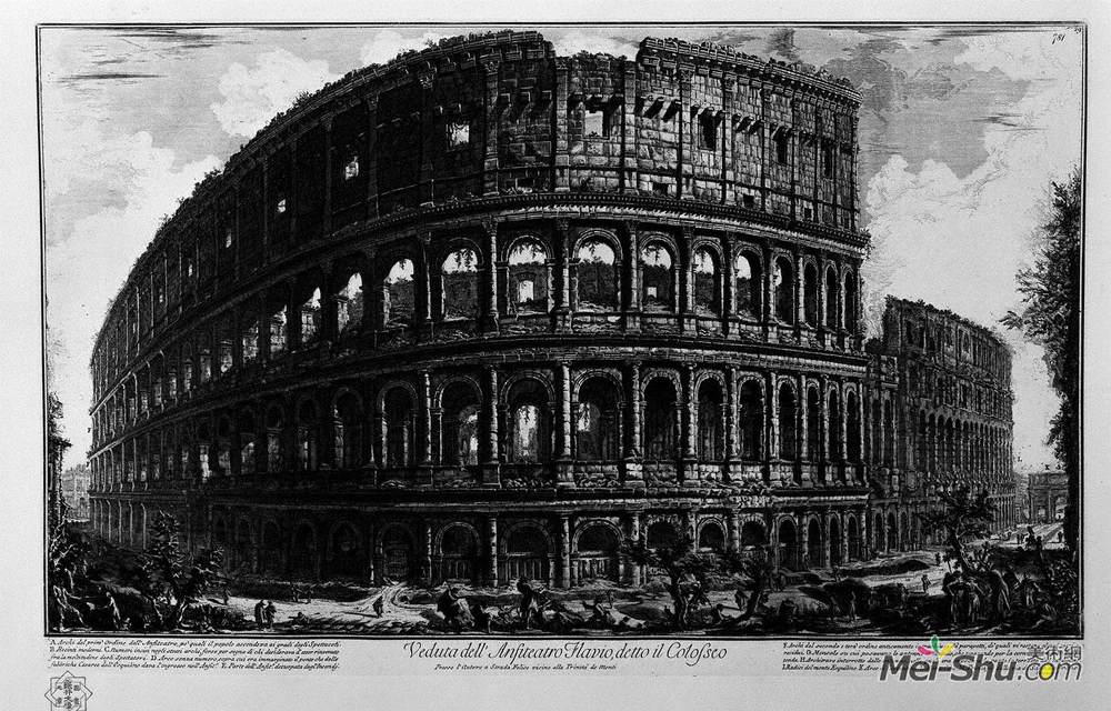 乔瓦尼·巴蒂斯塔·皮拉内西(Giovanni Battista Piranesi)高清作品《弗拉维亚圆形剧场的景观，被称为圆形剧场。》
