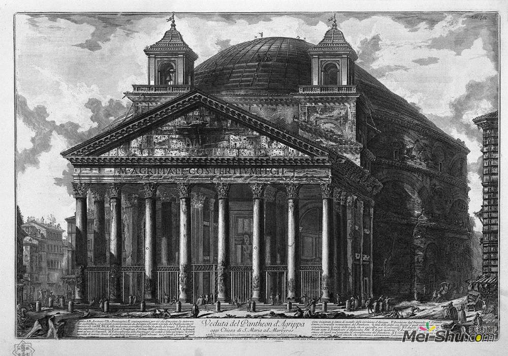乔瓦尼·巴蒂斯塔·皮拉内西(Giovanni Battista Piranesi)高清作品《阿格里帕神殿观》