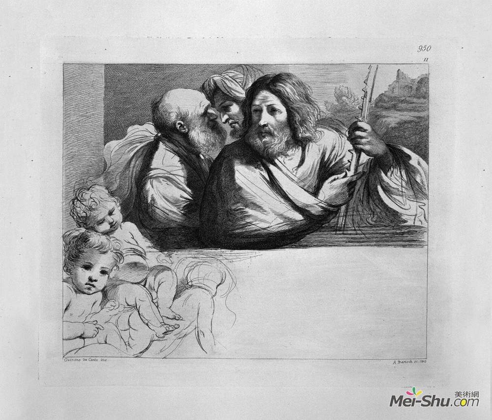 乔瓦尼·巴蒂斯塔·皮拉内西(Giovanni Battista Piranesi)高清作品《安得烈和另外两个使徒，半个长，三个丘比特》