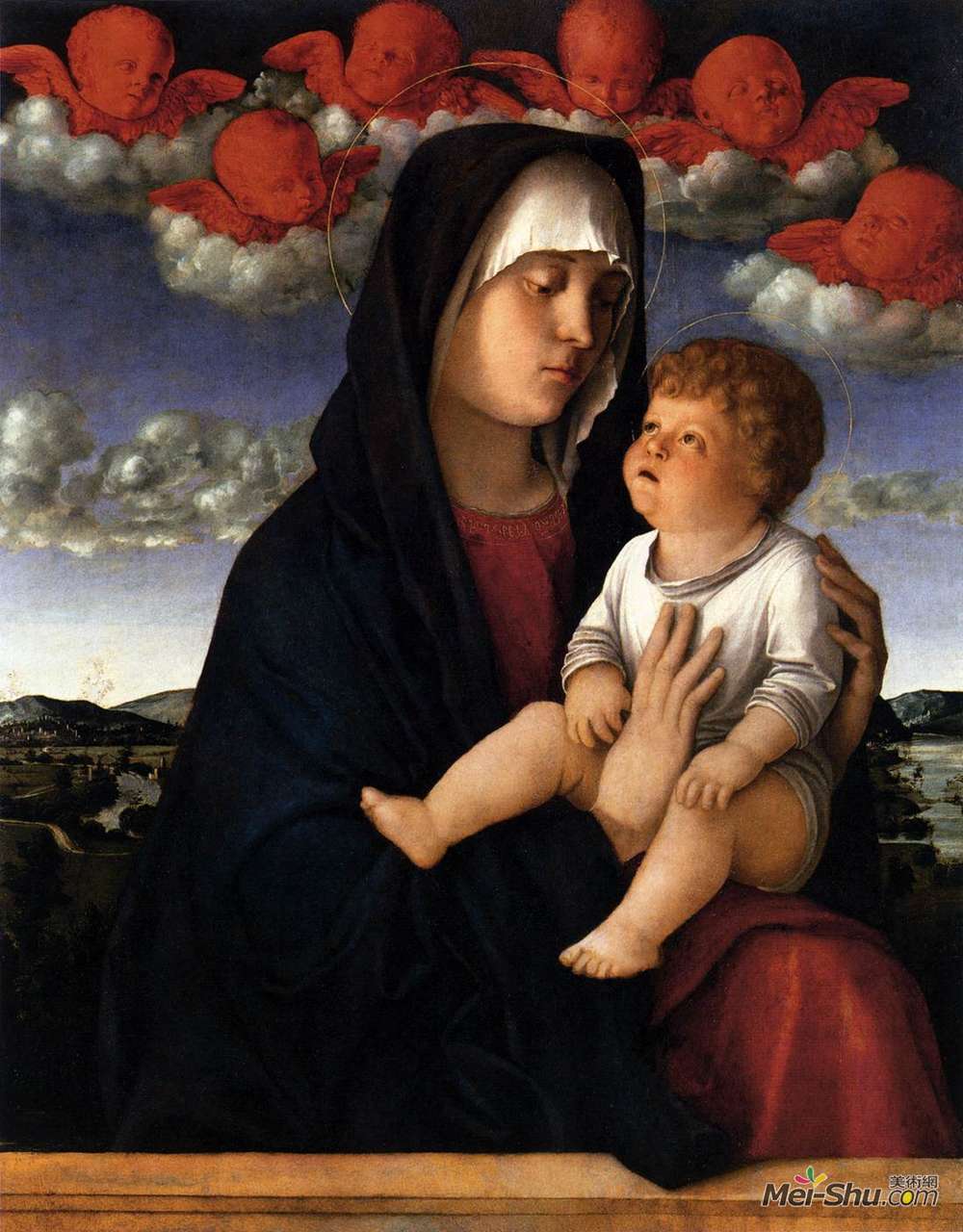 乔凡尼·贝利尼(Giovanni Bellini)高清作品《红色小天使的麦当娜》