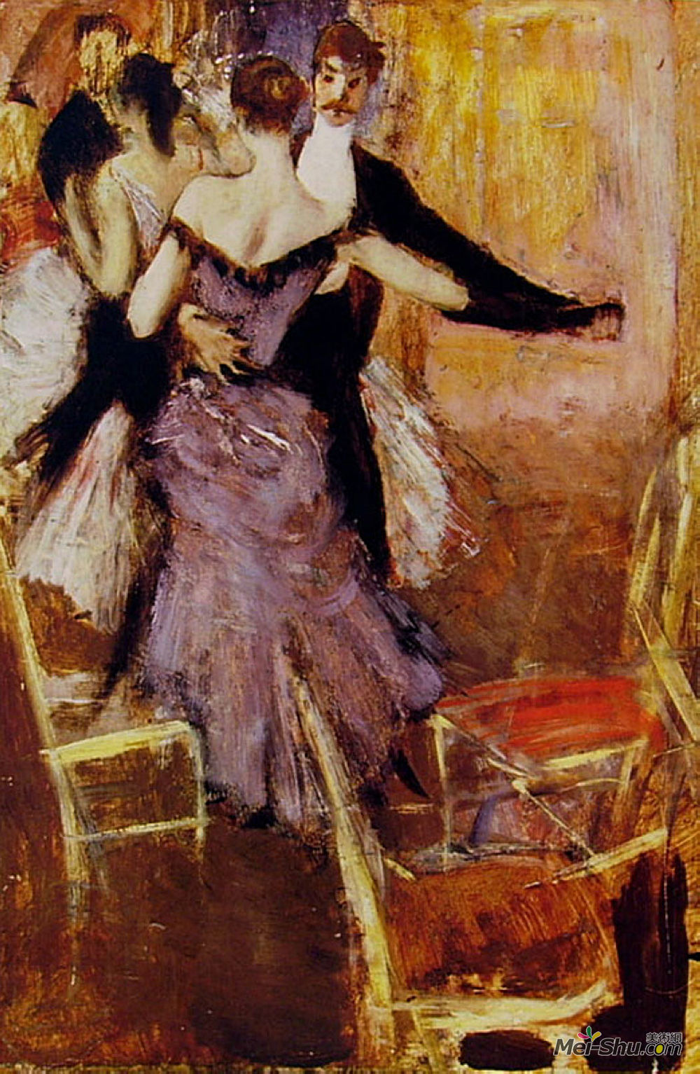 乔瓦尼·波尔蒂尼(Giovanni Boldini)高清作品《芭蕾舞女演员在紫红色》