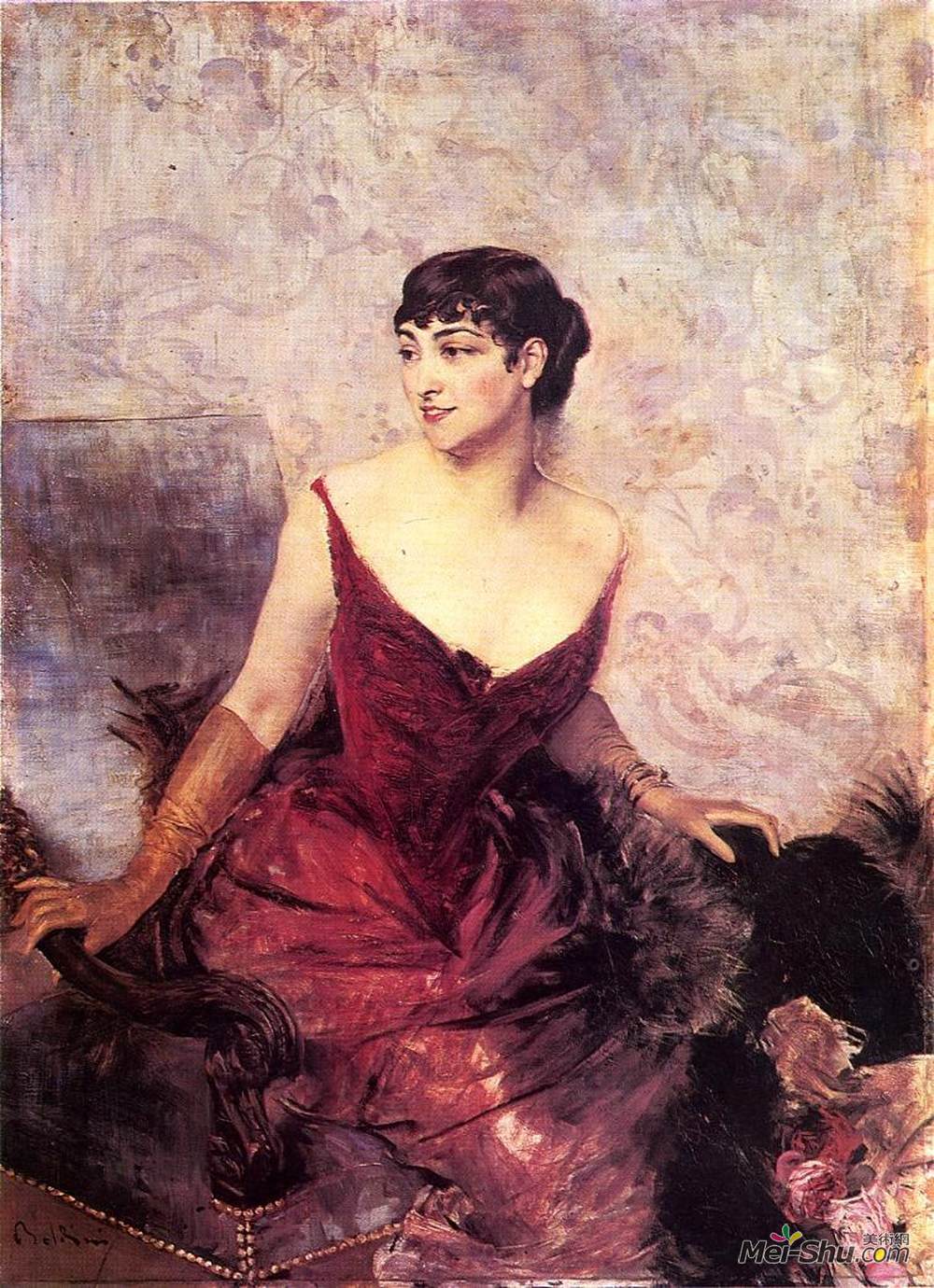 乔瓦尼·波尔蒂尼(Giovanni Boldini)高清作品《Countess de Rasty Seated in an Armchair》