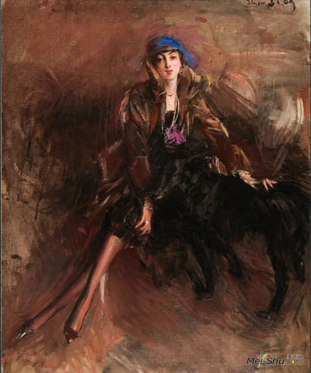 乔瓦尼·波尔蒂尼(Giovanni Boldini)高清作品《有黑灵缇的夫人》