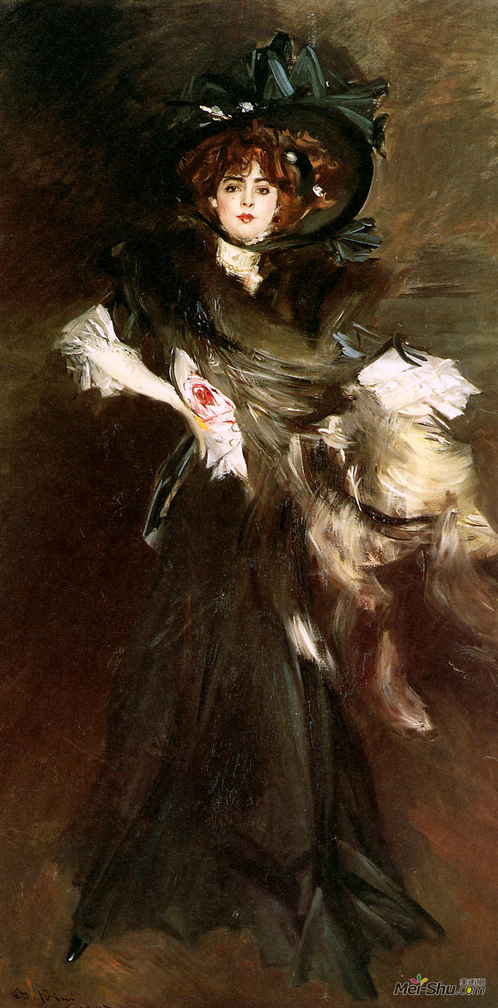 乔瓦尼·波尔蒂尼(Giovanni Boldini)高清作品《Mademoiselle Lanthelme》