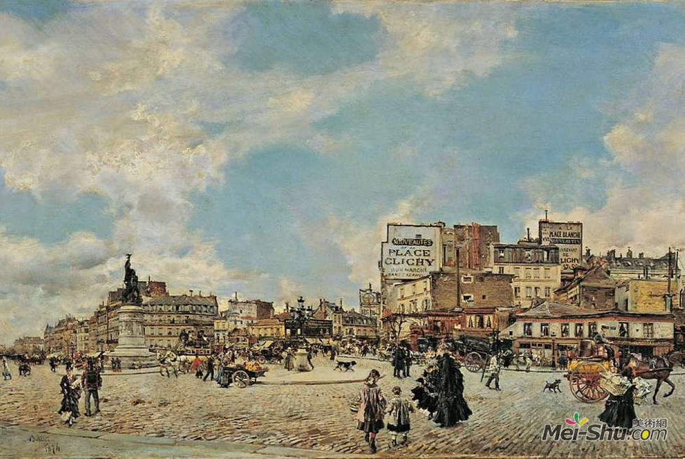 乔瓦尼·波尔蒂尼(Giovanni Boldini)高清作品《克利希广场》