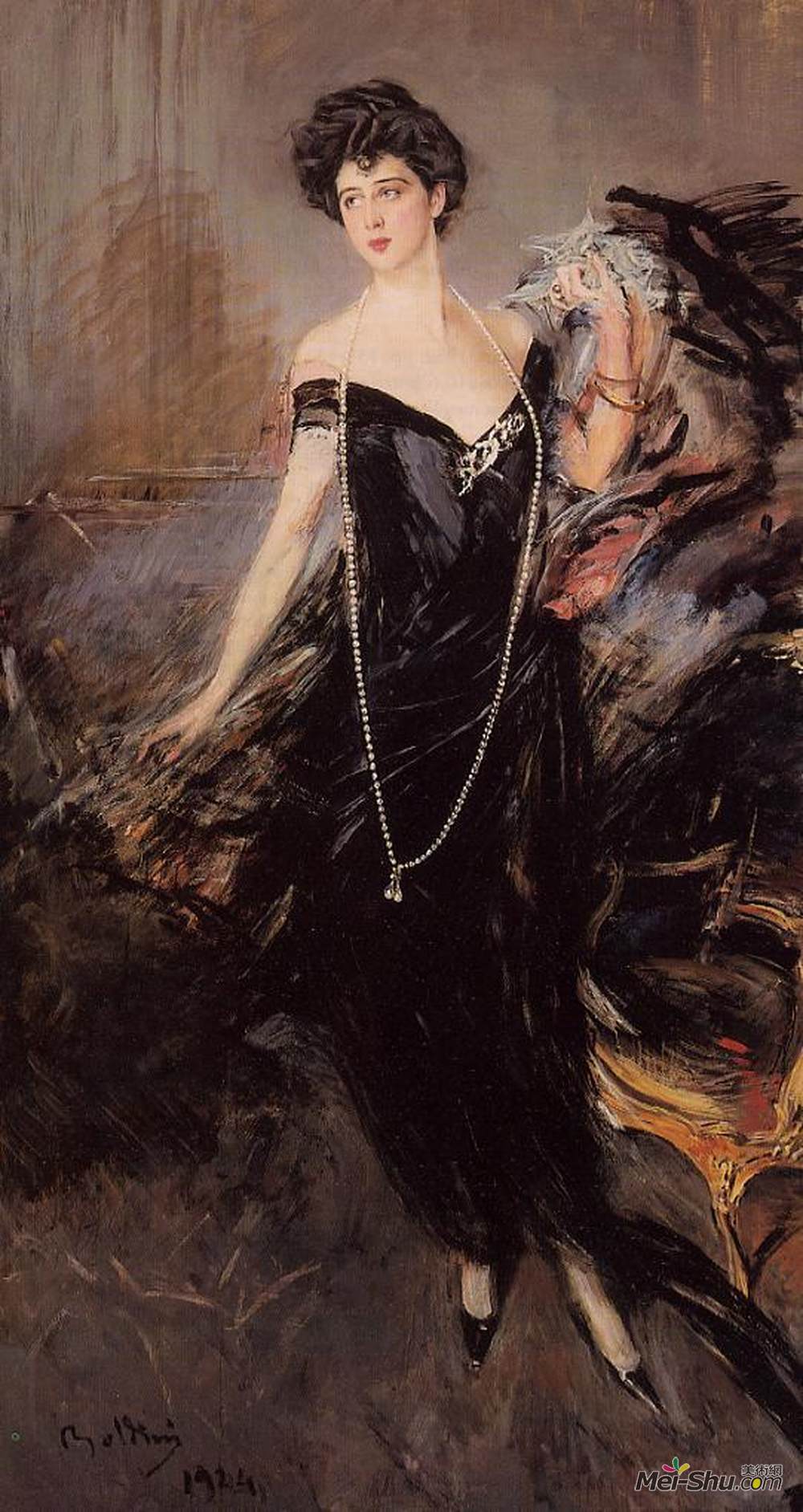 乔瓦尼·波尔蒂尼(Giovanni Boldini)高清作品《唐娜语弗洛里奥的肖像》