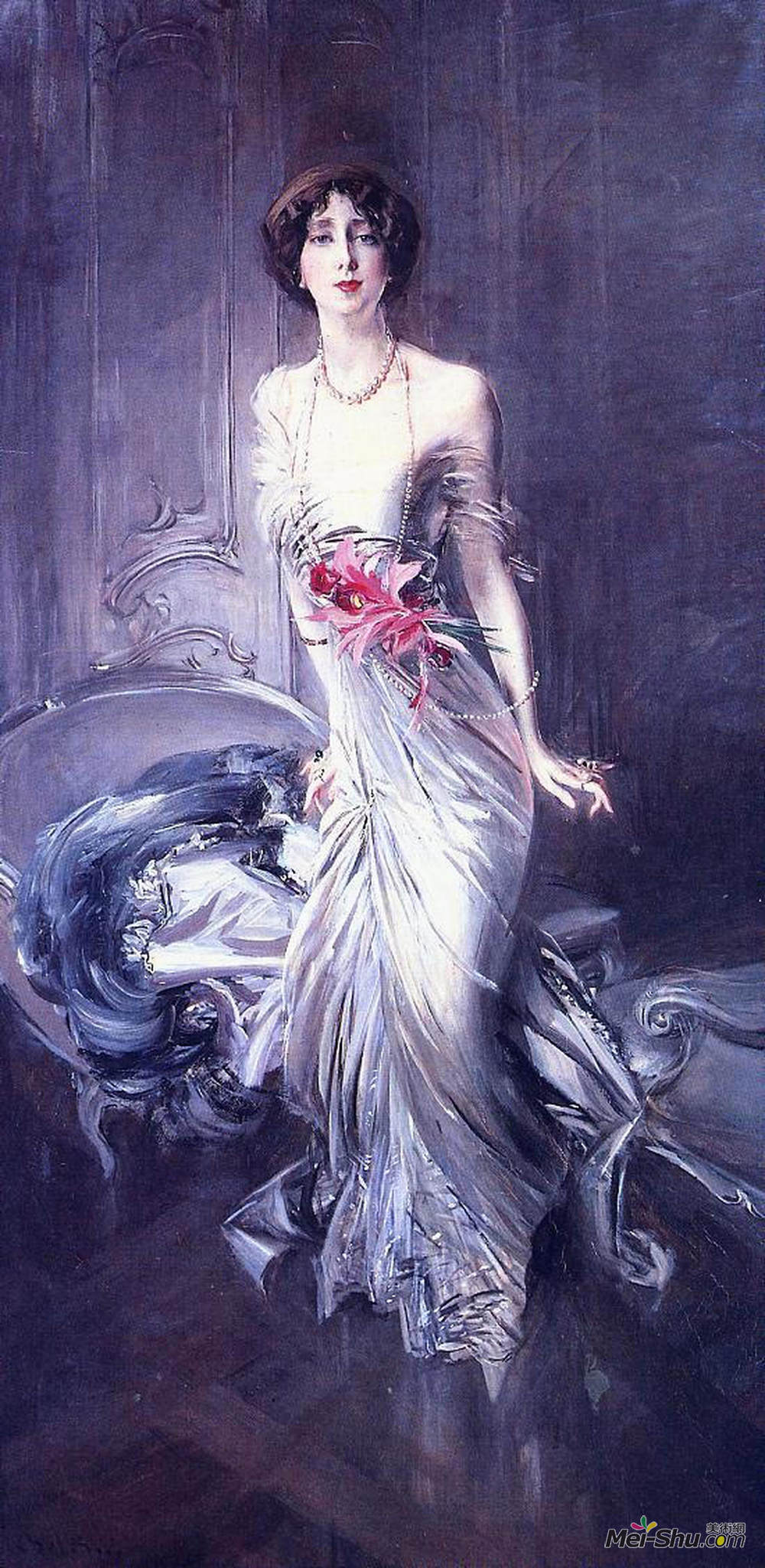 乔瓦尼·波尔蒂尼(Giovanni Boldini)高清作品《Portrait of Madame E. L. Doyen》