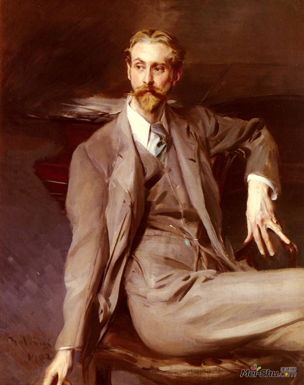 乔瓦尼·波尔蒂尼(Giovanni Boldini)高清作品《阿蒂斯·劳伦斯·亚力山大·哈里森的肖像》