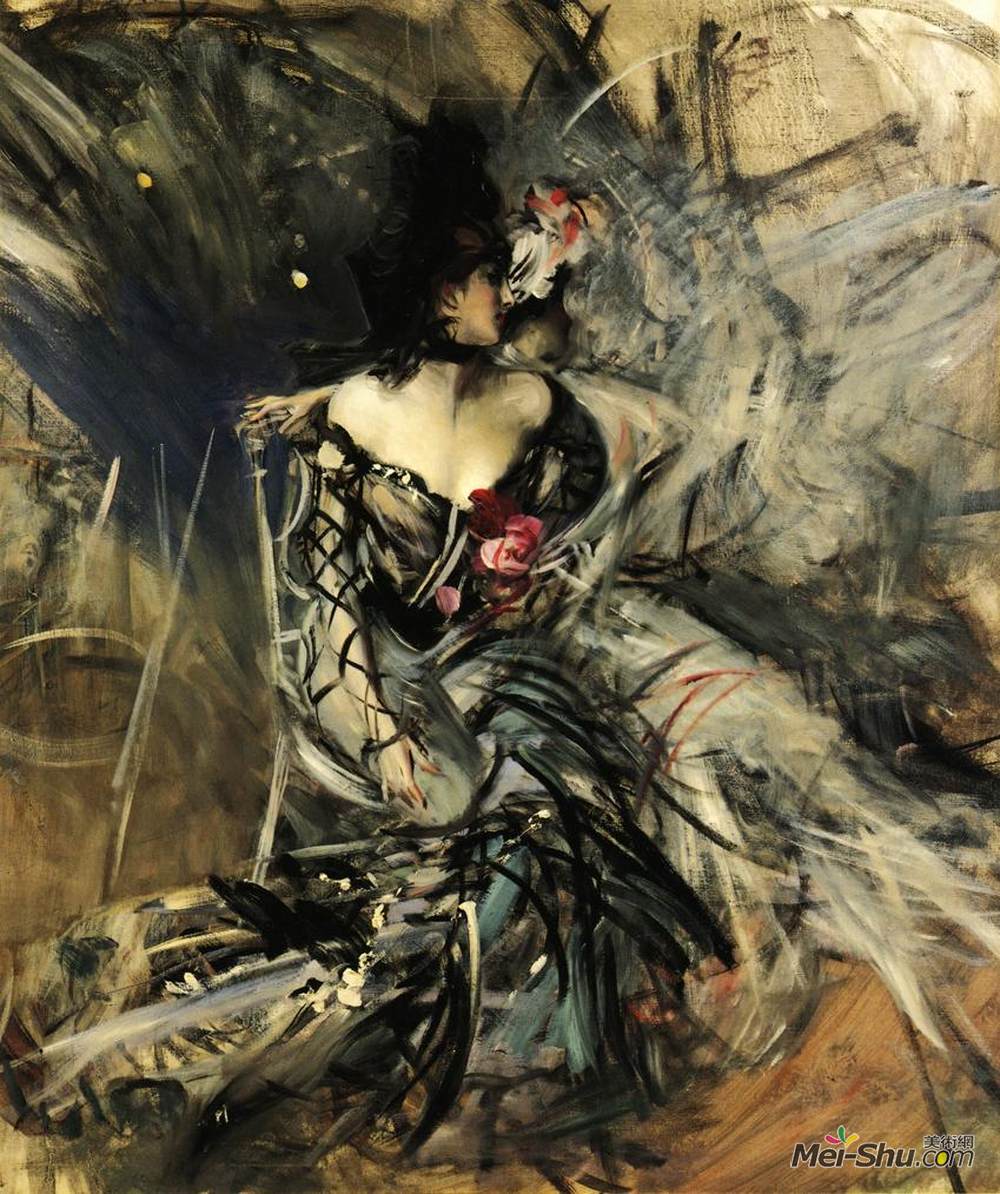 乔瓦尼·波尔蒂尼(Giovanni Boldini)高清作品《红磨坊西班牙舞蹈家》