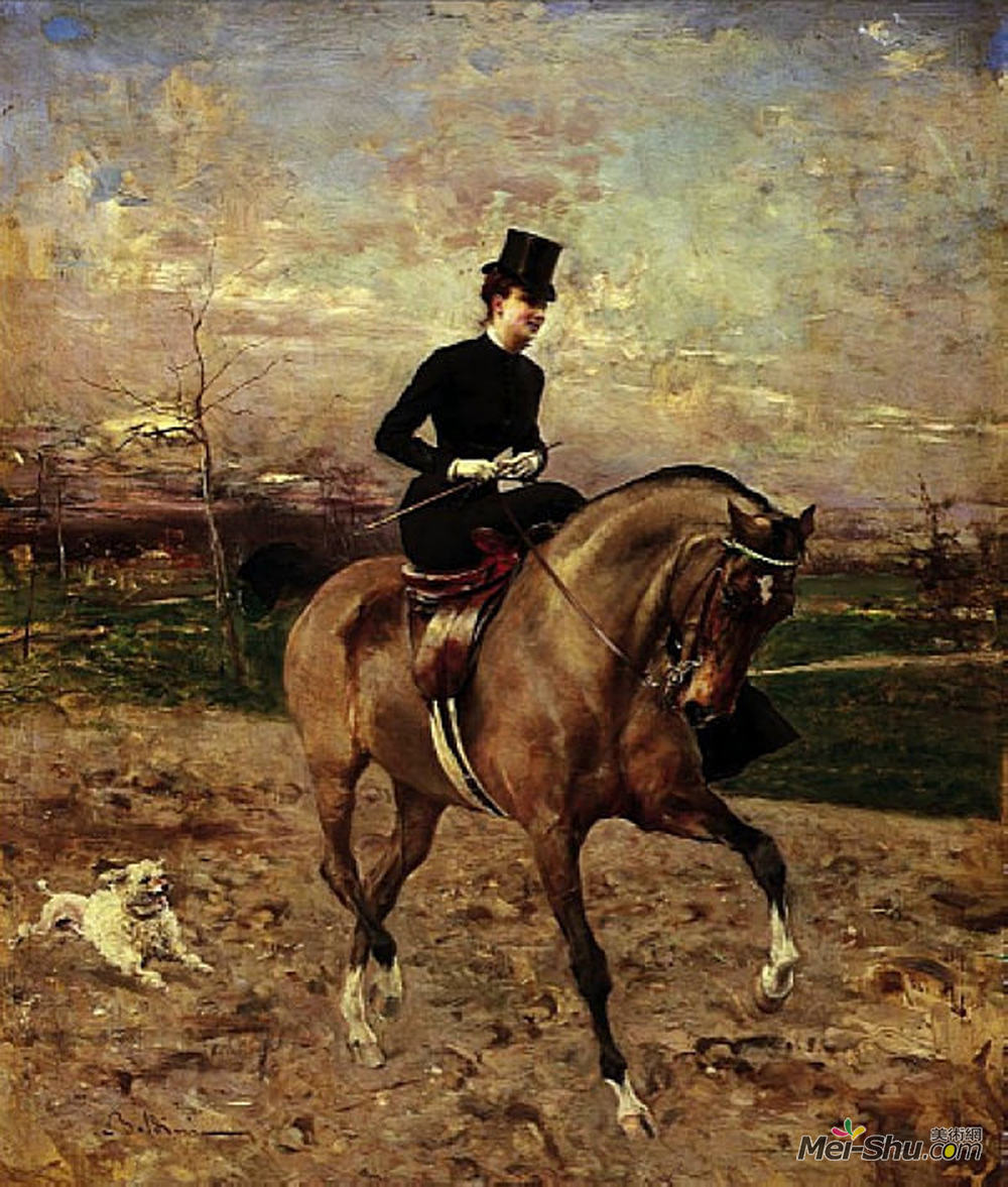 乔瓦尼·波尔蒂尼(Giovanni Boldini)高清作品《亚马逊小狗》