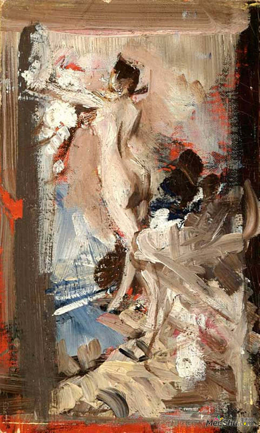 乔瓦尼·波尔蒂尼(Giovanni Boldini)高清作品《艺术家的模型，蒙特卡蒂尼》