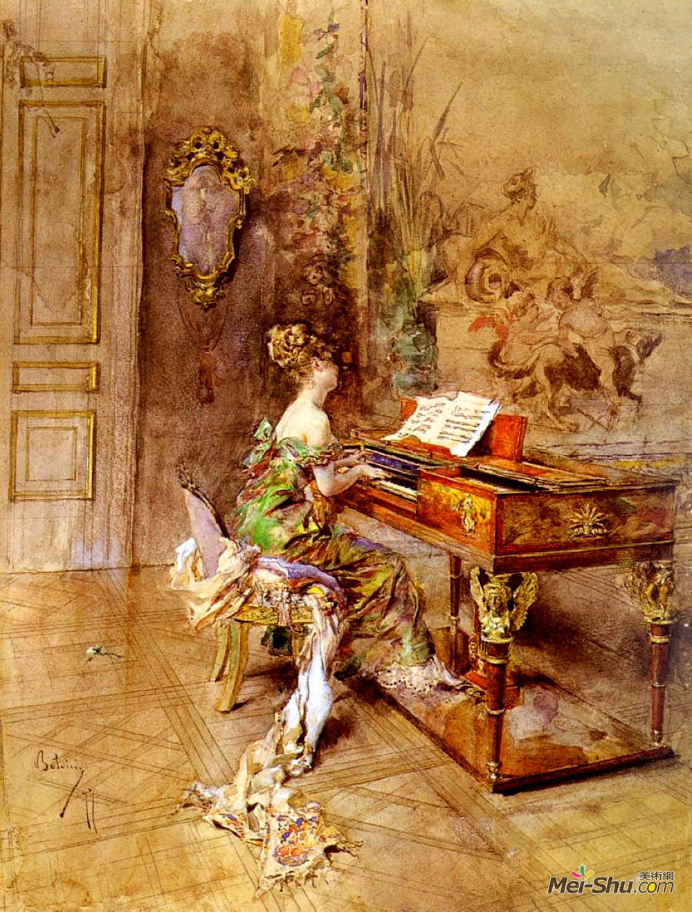 乔瓦尼·波尔蒂尼(Giovanni Boldini)高清作品《钢琴家》