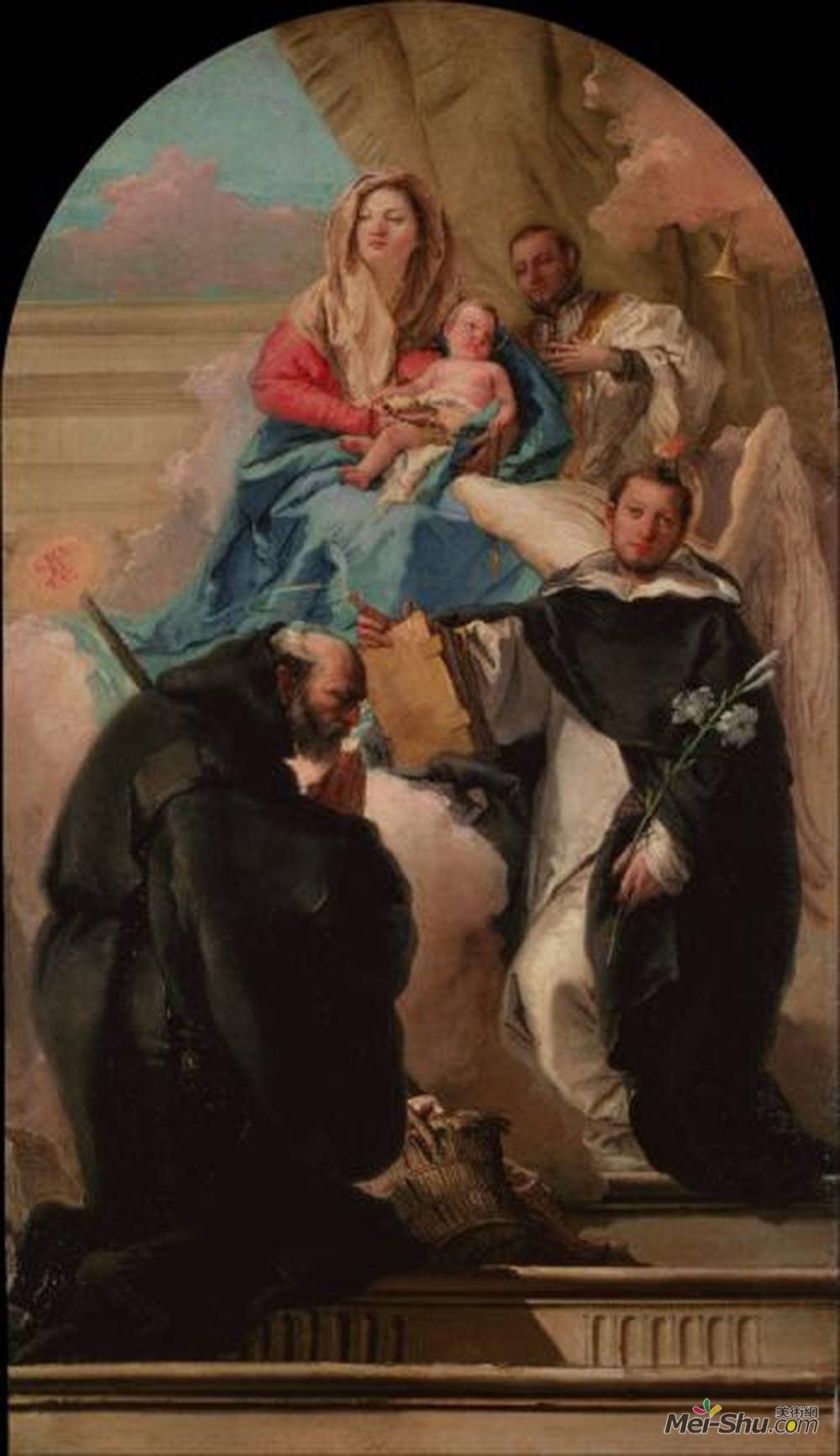 乔万尼·多米尼克·提埃波罗(Giovanni Domenico Tiepolo)高清作品《麦当娜和三圣徒的孩子》