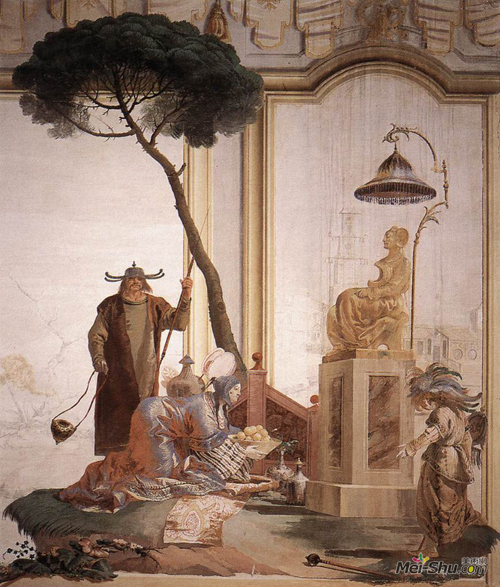 乔万尼·多米尼克·提埃波罗(Giovanni Domenico Tiepolo)高清作品《向月亮女神赠送水果》