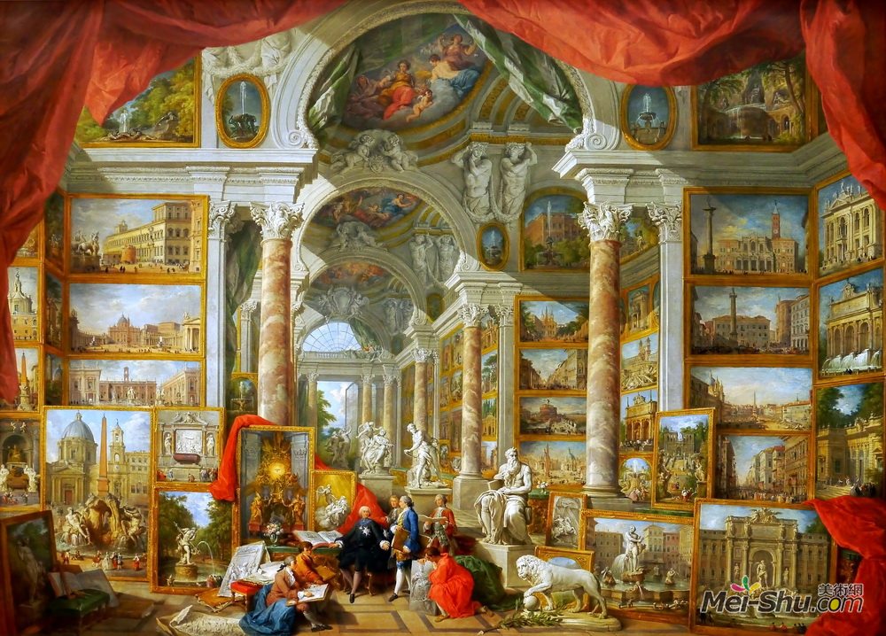 乔瓦尼·保罗·帕尼尼(Giovanni Paolo Panini)高清作品《罗马现代美术馆》